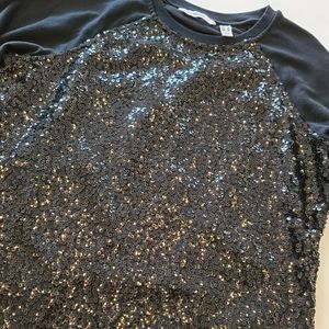 Issac Mizrahi Sequin Panel French Terry Sweatshirt